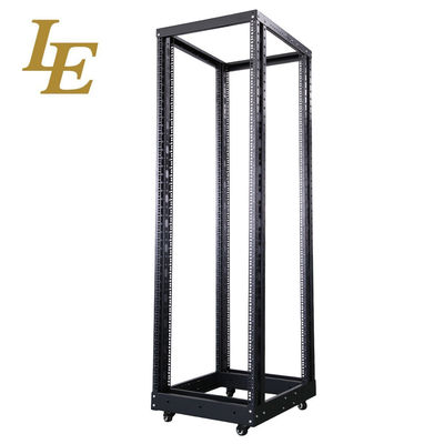 LE-RD Heavy Duty Open Rack SPCC Steel Construction Powder Coated Finish Adjustable Depth Mobile Solution4 Post Open Frame Server Rack 18U-47U 600mm-1000mm Depth 500kg Load Capacity SPCC Steel CE