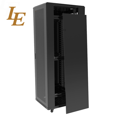 19-Inch 42U 600x600mm High Ventilation Data Center Server Racks Dual Open Slided Doors with Handle Locks RAL9004 Black IT Infrastructure Cabinets