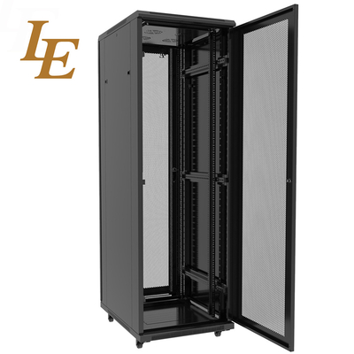 19-Inch 42U 600x600mm High Ventilation Data Center Server Racks Dual Open Slided Doors with Handle Locks RAL9004 Black IT Infrastructure Cabinets