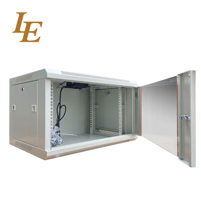 19 Inch RAL7035 600mm Wide 450mm Deep Wall Mounted Cabinet Tempered Glass Front Door with Decorative Strips Brush Cable Entry Available