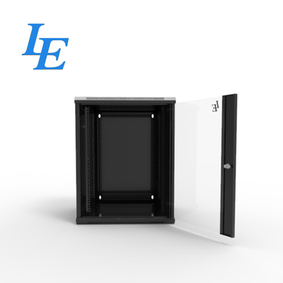 19 ίντσες Στερεό 6U 9U 600x550mm 600x600mm Δύο τμήματα Χάντζης Τύπος RAL9004 Μαύρο τοίχωμα τοποθετημένο περίβλημα ντουλάπι με θραυσμένο γυαλί μπροστινή πόρτα και αφαιρούμενα πλευρικά πάνελ