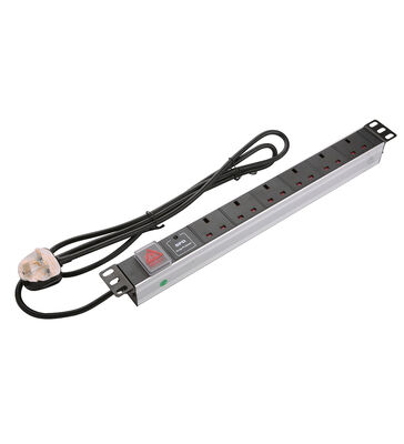 Βιομηχανική μονάδα διανομής ηλεκτρικής ενέργειας UK Socket 1U Height Aluminium Alloy 8 Sockets & 6 Outputs 250V AC 13A